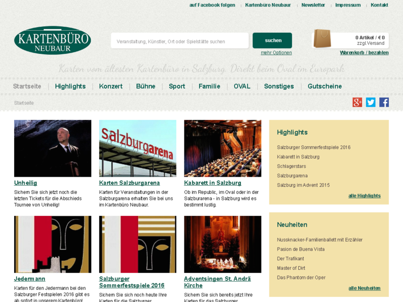 Website / Online-Shop Kartenbüro Neubaur