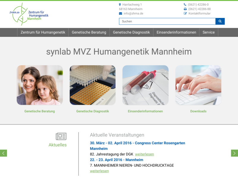 synlab MVZ Humangenetik Mannheim - ein TYPO3 Projekt